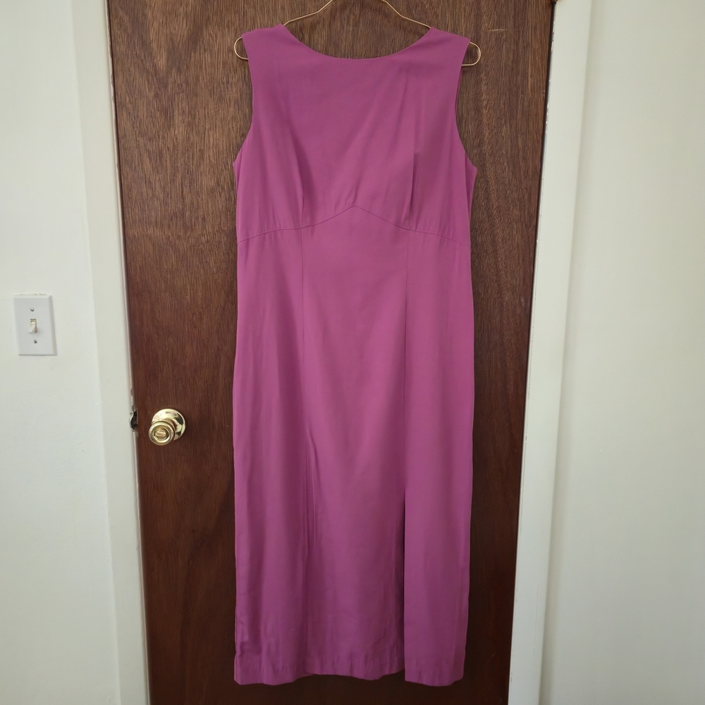 Pink Fuchsia Sleeveless Midi Dress Scoop Neckline Wedding Classic Design Size 12